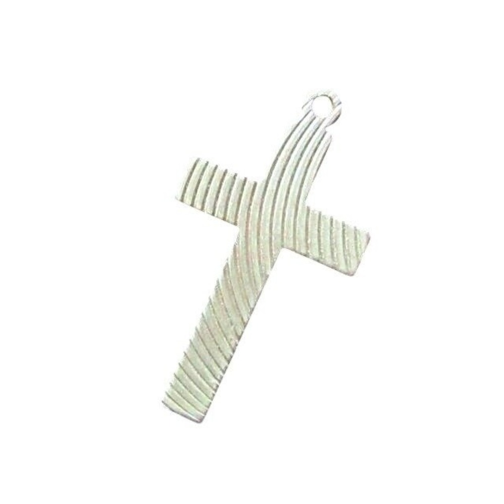 Vintage‎ Etched Silver Plated Religious Christian Cross Necklace Pendant G142